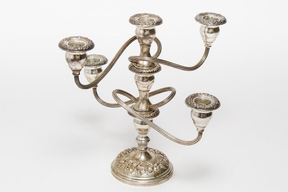 Appraisal: Sterling Silver Candelabrum Weighted by S Kirk S Kirk Sons