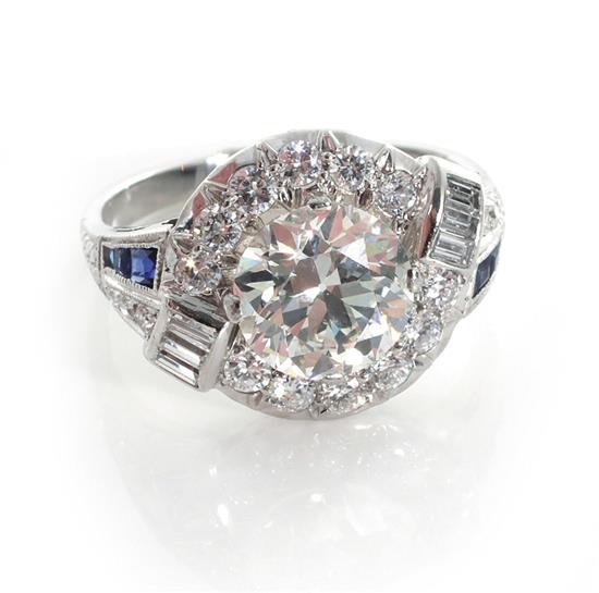 Appraisal: Art Deco platinum and diamond engagement ring ct Old European-cut