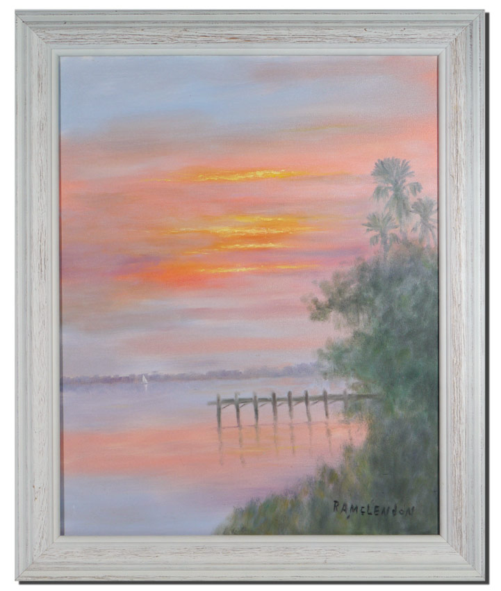 Appraisal: MCLENDON Roy American th Century Florida Highwaymen sunrise scene of