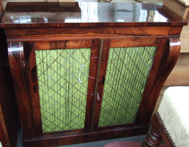 Appraisal: A th century brass inlaid rosewood chiffonnier the side corbels