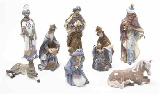 Appraisal: A Lladro Porcelain Partial Nativity Set comprising Joseph Mary the