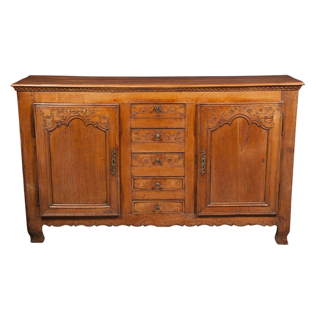 Appraisal: French Provincial Fruitwood Buffet th th Century The rectangular top