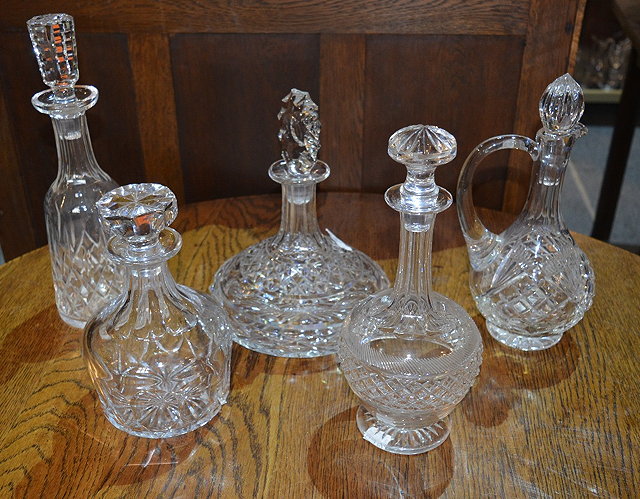 Appraisal: A glass ship's decanterand four other glass decanters