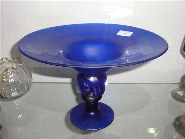 Appraisal: A BLUE GLASS TAZZA high