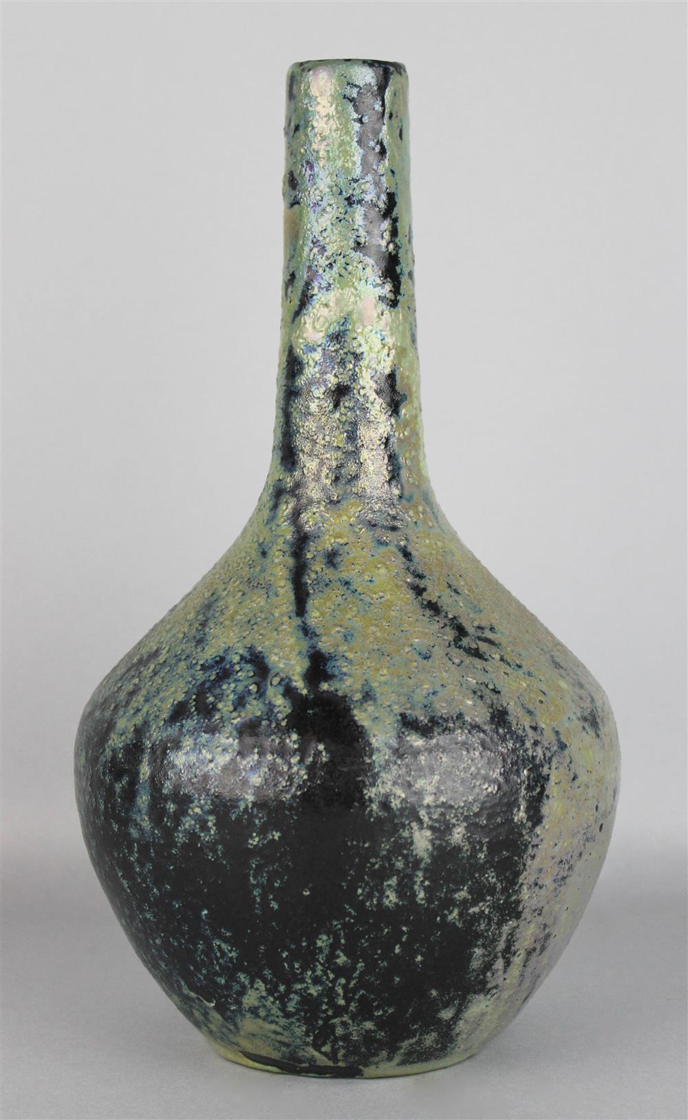 Appraisal: CONTEMPORARY GLAZED STONEWARE BOTTLE VASE indistinct impressed circular mark allover