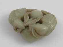 Appraisal: A Chinese jade carving of two quail feeding on fruit