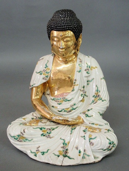 Appraisal: Chinese porcelain seated Buddha possibly Han Dynasty h