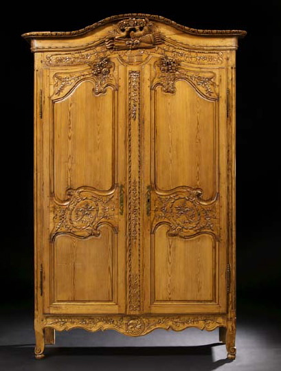 Appraisal: Provincial Louis XV-Style Pine Armoire mid- th century the molded