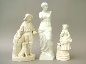 Appraisal: Three parian figures to include 'The Venus de Milo' on