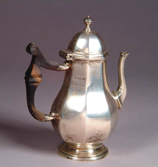 Appraisal: ENGLISH STERLING MINIATURE COFFEE POT Sheffield Hallmark TB S Thomas