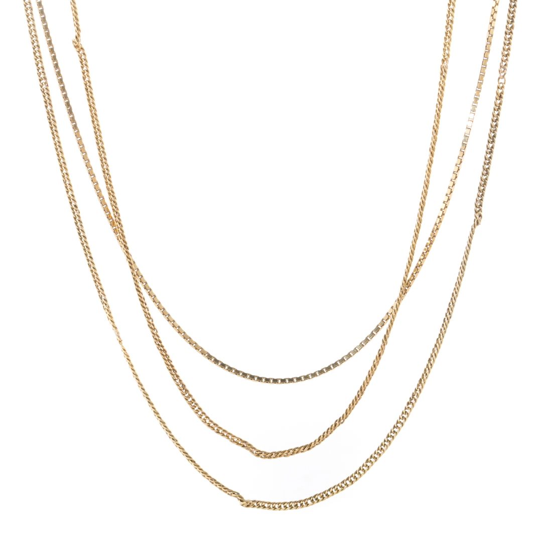 Appraisal: A Trio of K Yellow Gold Neck Chains K yellow