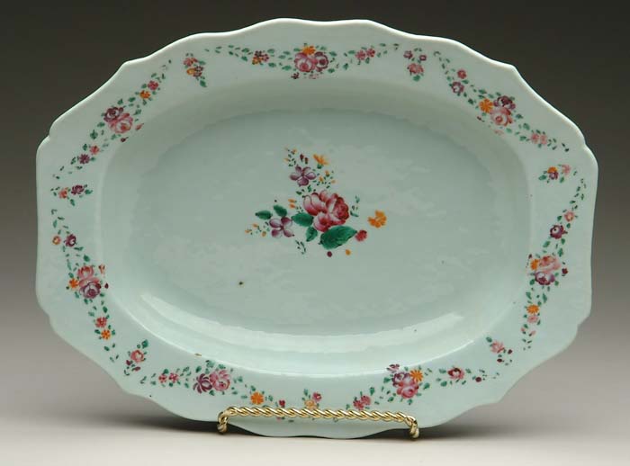 Appraisal: CHINESE EXPORT FAMILE ROSE SERVING PLATTER Scalloped edge platter having