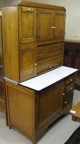 Appraisal: HOOSIER KITCHEN CABINET American c in two sections top section