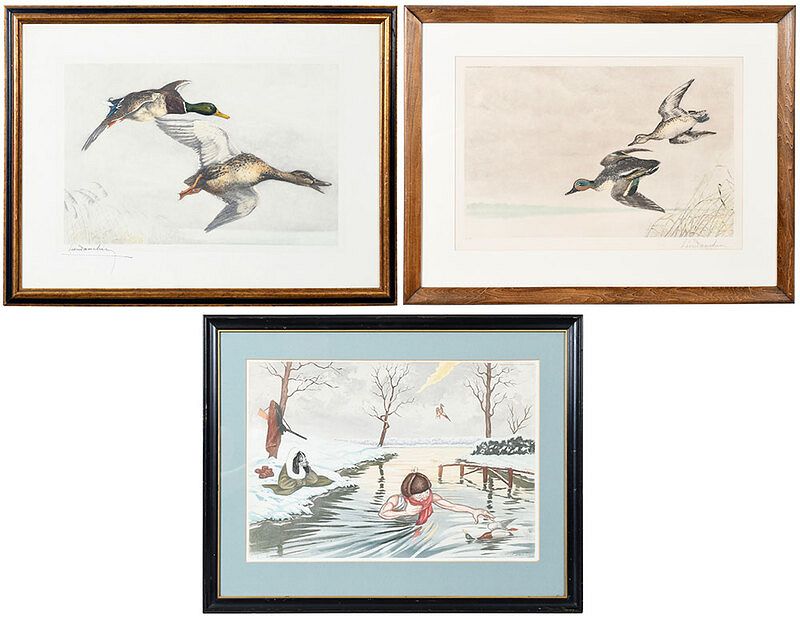 Appraisal: Three French Sporting Prints th century Three Views of Ducks