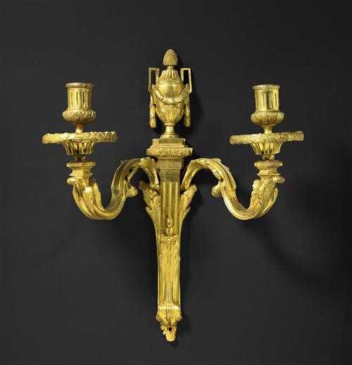 Appraisal: PAIR OF MATTE AND POLISHED GILT BRONZE APPLIQUES Louis XVI