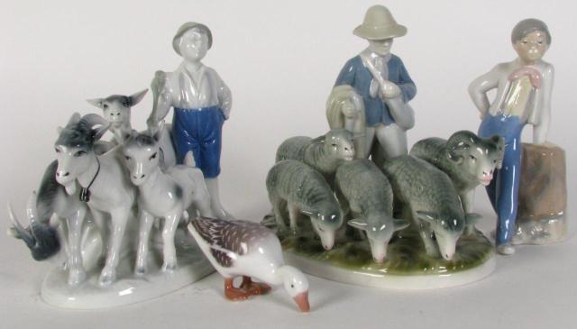 Appraisal: Group of signed porcelain figures including Gerold Porzellan Bavarian figural