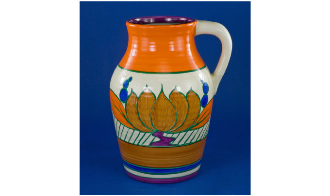 Appraisal: Clarice Cliff Lotus Jug Circa Brown lily pattern Fantasque range