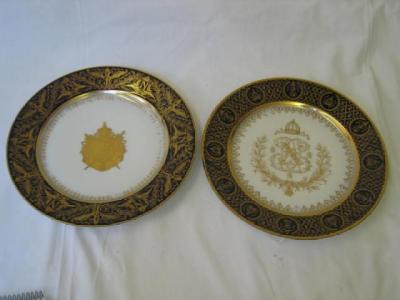 Appraisal: A SEVRES PORCELAIN PLATE the central gilded armorial within a