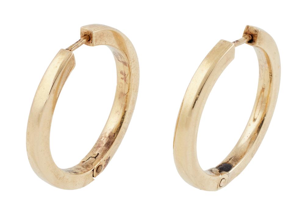 Appraisal: PAIR OF KT YELLOW GOLD HOOP EARRINGS APPROX TOTAL DWT