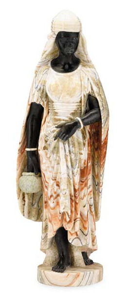 Appraisal: A variegated marble figure of a water carrier the standing