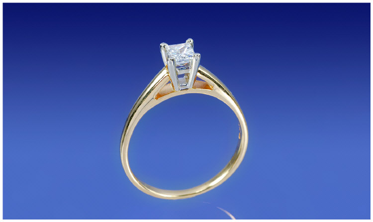 Appraisal: ct Gold Single Stone Diamond Ring Princess Cut Diamond Claw