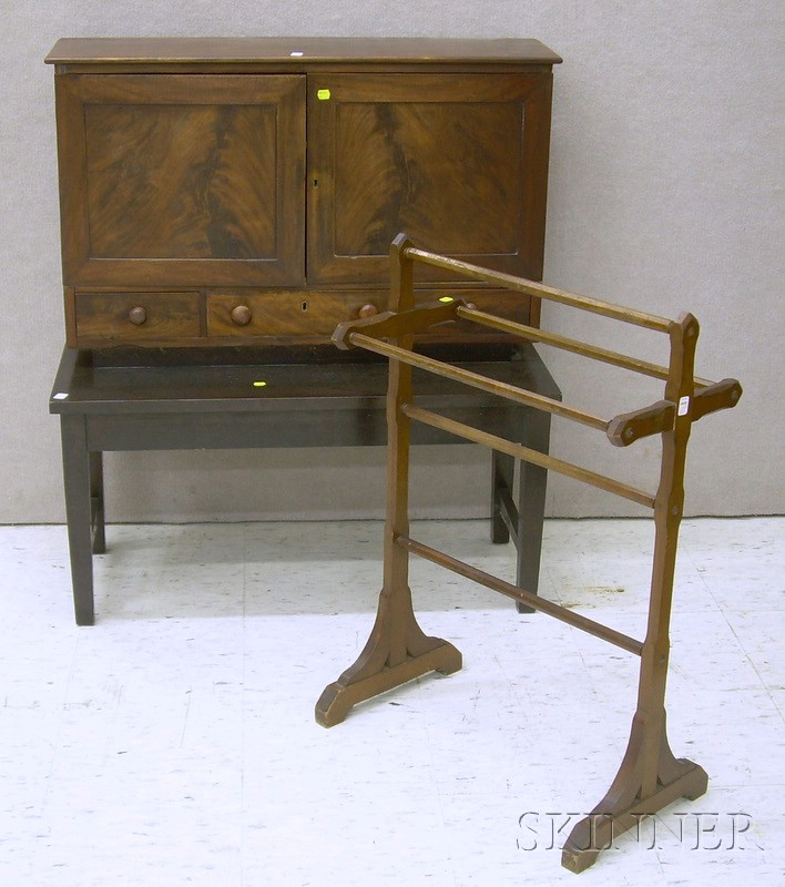 Appraisal: Mahogany Veneer Secretary Top a Piano Bench and a Victorian