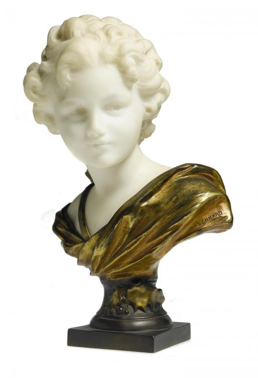 Appraisal: A FRENCH MARBLE AND PARCEL GILT BRONZE BUST OF AN