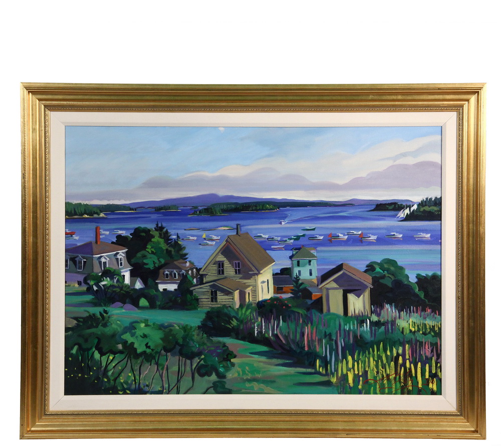 Appraisal: JILL HOY Contemporary Stonington Maine - Above Stonington oil on