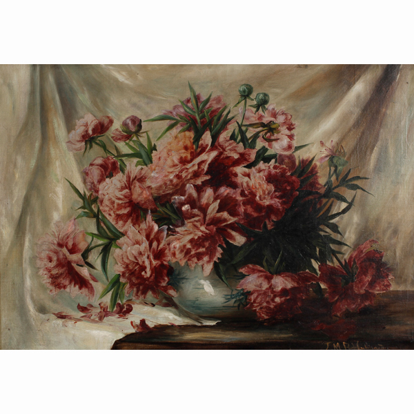 Appraisal: Lydia Maria Brewster Hubbard - floral still lifeoil on canvassigned