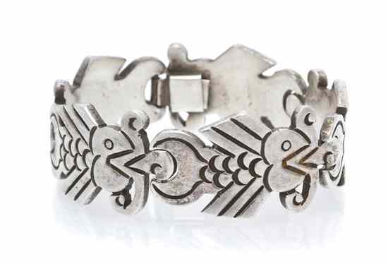 Appraisal: A Sterling Silver Link Bracelet J Flores Taxco in a