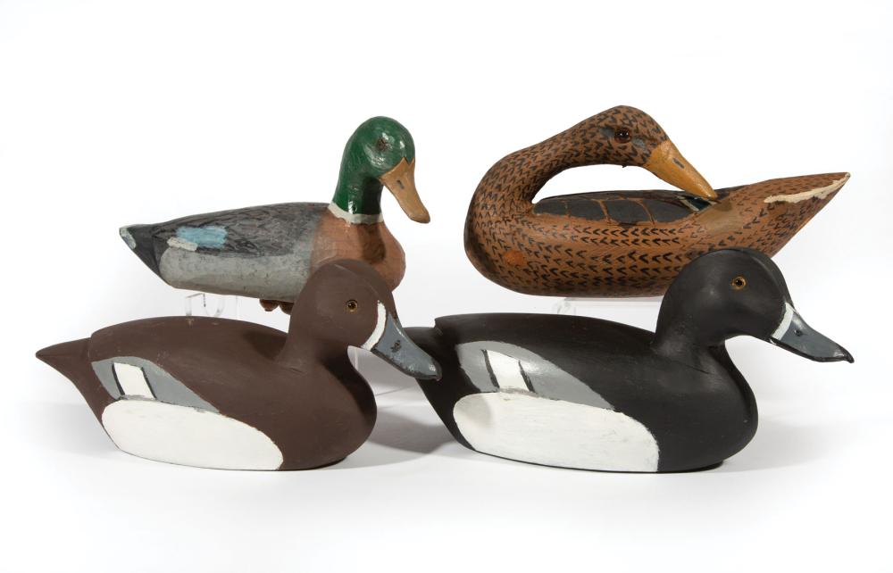 Appraisal: Four Louisiana Carved Decoys incl a pair of bluebill ducks