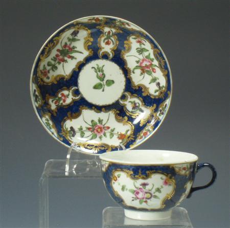 Appraisal: A First Period Worcester cup and saucer circa - with