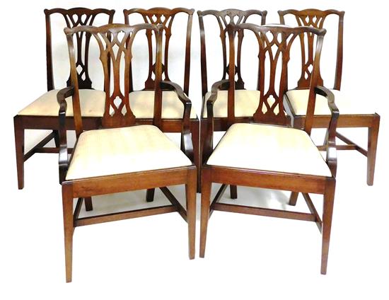 Appraisal: Six Potthast Bros Inc Baltimore MD Chippendale style dining chairs