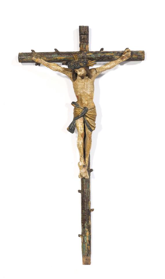 Appraisal: CRUCIFIX South German Alpine region early th century Wood carved