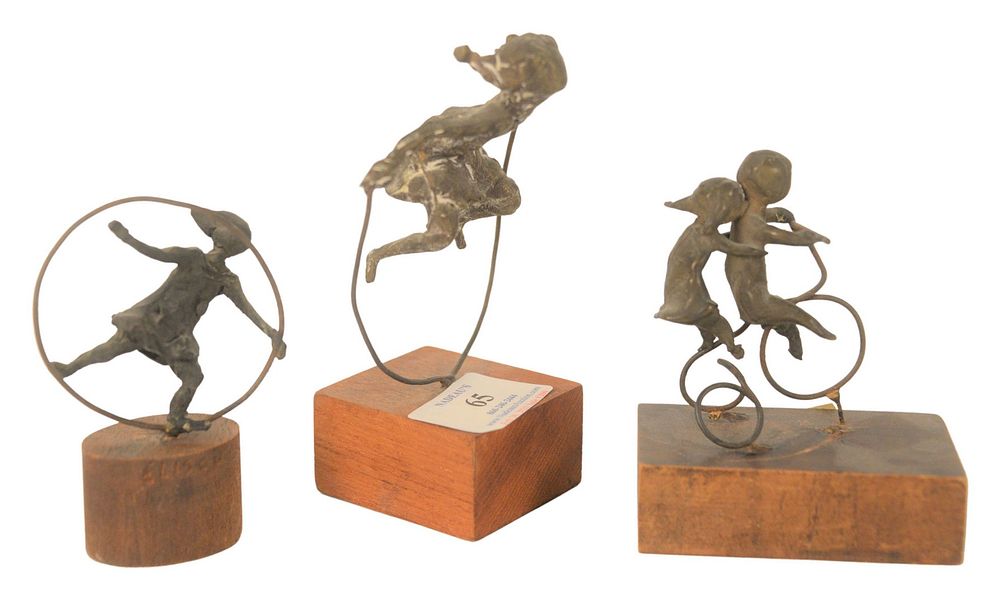 Appraisal: Three Frank Eliscu - Bronzes children playing hopscotch hula hoop