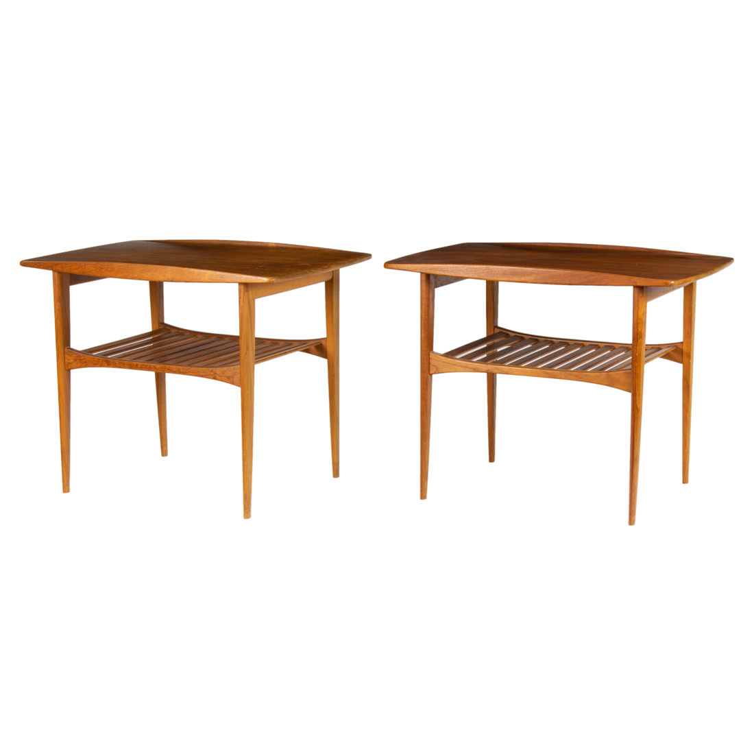 Appraisal: Tove Edvard Kindt-Larsen Side Tables pair Denmark circa teak signed