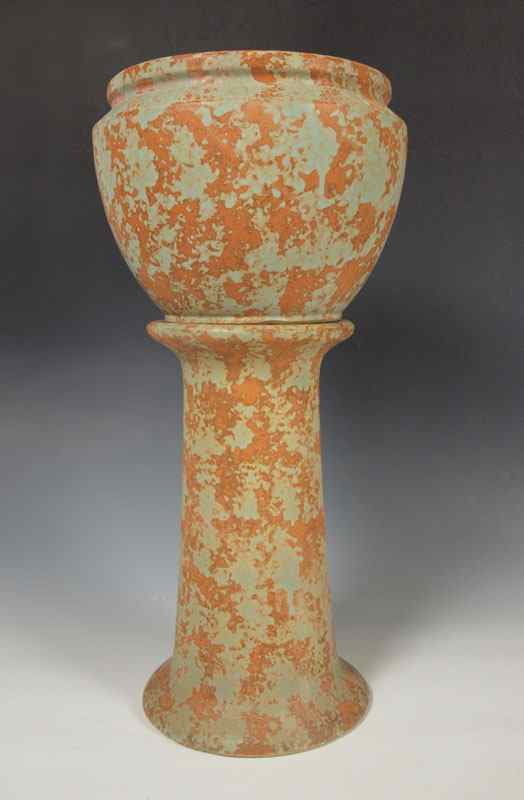 Appraisal: BURLEY WINTER POTTERY JARDINIERE AND PEDESTAL Burley Winter class mottled