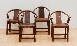 Appraisal: Four Chinese village willow chairs late th to early th