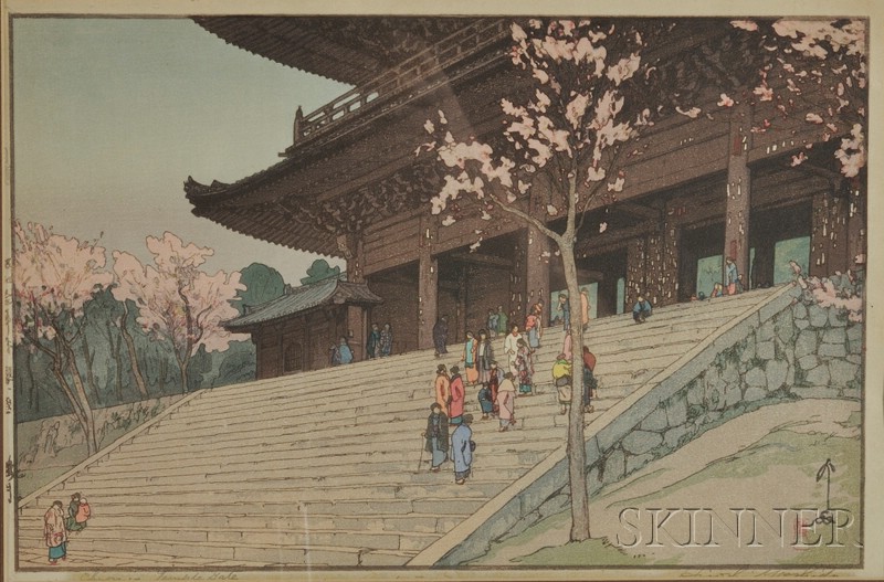 Appraisal: Yoshida Hiroshi Chionin Temple Gate signed in pencil and with