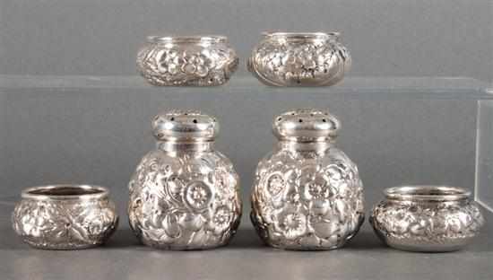 Appraisal: Group of American repousse sterling silver table articles late th