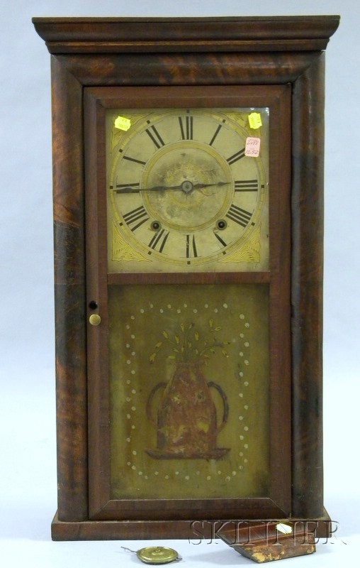 Appraisal: Mahogany Veneer Shelf Clock by Charles Stratton Worcester Massachusetts c