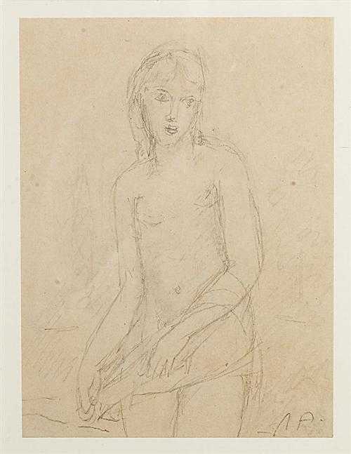 Appraisal: AUBERJONOIS REN Lausanne Young female nude Pencil Monogram lower right