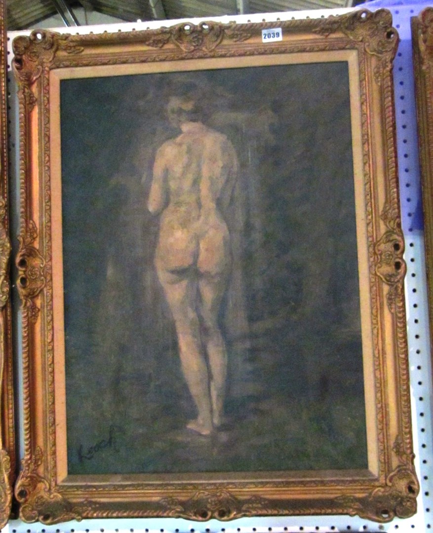 Appraisal: George William Leech th century Standing female nude oil on