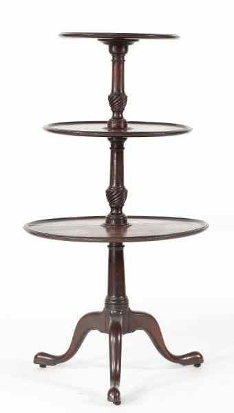 Appraisal: George III Mahogany Dumbwaiterlate th century three revolving graduated shelves