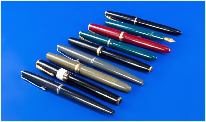 Appraisal: Parker Collection Of Parker Fountain Pens Comprising Duofolds Missing Cap