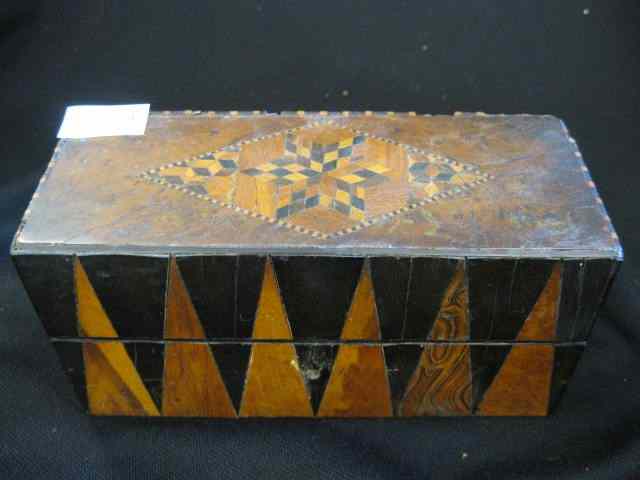 Appraisal: English Inlaid Wooden Box locking triple compartment '' x ''