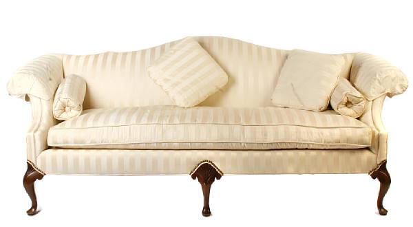 Appraisal: A Chippendale style camel back sofa height in width in