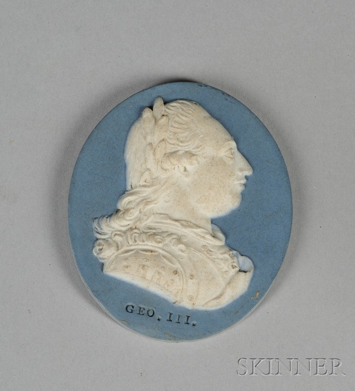 Appraisal: Wedgwood and Bentley Solid Blue Jasper Portrait Medallion of George