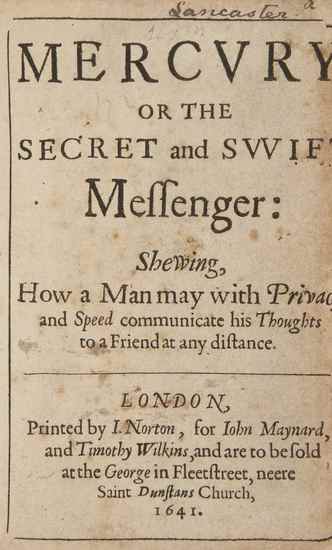 Appraisal: Wilkins John Mercury or the Secret and Swift Messenger shewing