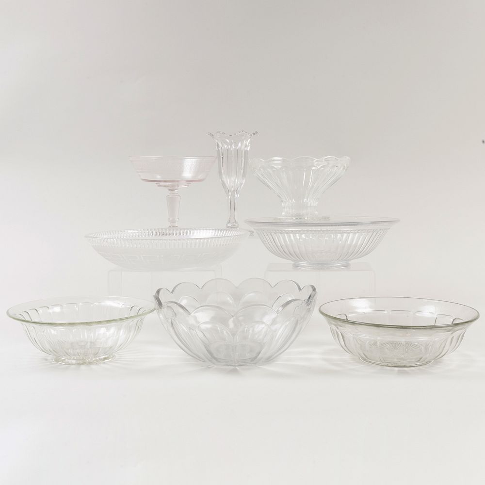 Appraisal: Group of Colorless Glassware Comprising Five molded glass bowls Two